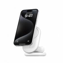 Laadimisalus Belkin BOOSTCHARGE 2-in-1 Qi2 15W, valge, kokkupandav