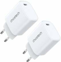 Laadijate komplekt Choetech Q5004, 20W PD, iPhone 12/13, valge (2 tk)
