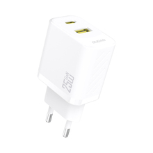 Laadija Dudao A26T GaN 25W, USB-A, USB-C, valge
