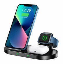 Juhtmevaba laadija Swissten Wireless Charger 3in1 Stand, must