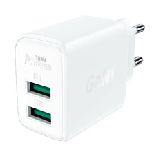 Seinalaadija Acefast A33, 2xUSB, 18W, QC3.0, valge