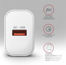 Seinalaadija Axagon ACU-QC18W, 18W, 1x USB-A, valge