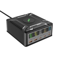 Seinalaadija Blitzwolf BW-S28, 260W, 2xUSB-A, 3xUSB-C, 15W juhtmevaba laadija, must