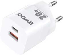 Seinalaadija Bwoo CDA156, 20 W, USB-C, USB-A, valge