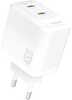 Seinalaadija Dudao A28PEU PD 45W GaN, 2xUSB-C, valge