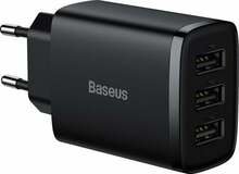 Laadija Baseus CCXJ020101, 3xUSB, 17W, must