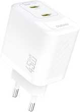 Seinalaadija Dudao A28PEU PD 45W GaN, 2xUSB-C, valge