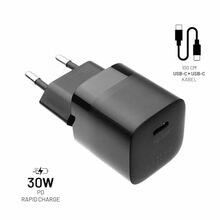 Seinalaadija Fixed Mini USB-C 30W USB-C/USB-C kaabliga, must