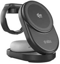 Laadimisjaam SBS Qi2.2 3-in-1, induktiivne, 25 W, kokkupandav, must