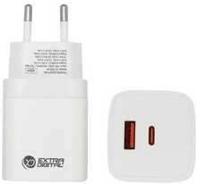 Laadija Extra Digital GaN USB Type-C, USB Type-A, 45W, PPS, valge