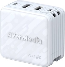 Seinalaadija Avermedia GC313 Core GO, 100 W, GaN, 2xUSB-C, 1xUSB-A, HDMI, valge