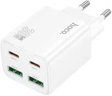Telefoni laadija Hoco N56, 2x USB-C + 2x USB-A, QC3.0 PD 3A, 30W, valge