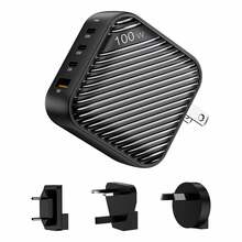 Seinalaadija Invzi GanHub 3x USB-C + USB, 100 W, must, EU/UK/AU/US