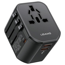 Reisiadapter Usams T59 4in1, 20W, 2xUSB, 1xUSB-C, must