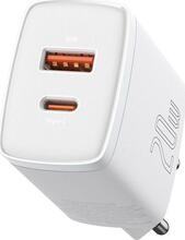 Telefoni laadija Baseus Compact, USB Type C/USB Type A, 20 W, valge