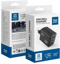 Reisilaadija Bluestar VT-43 GaN, 65 W, 2x USB-C + USB-A, PD QC4.0, must