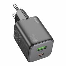 Seinalaadija Hoco N41, USB A + USB C, PD QC 3A, 20W, must