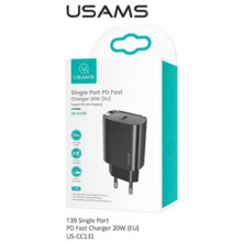 Seinalaadija Usams T39 CC131TC01, 20 W, USB-C, must
