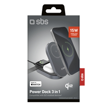 Juhtmevaba laadimisjaam SBS 3-in-1 Foldable Wireless Charging Station QI2 MFI, must