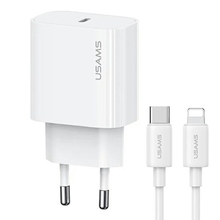 Laadija Usams US-CC226, 1xUSB-C, PD20W, USB-C/Lightning kaabel, valge