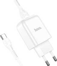 Seinalaadija Hoco N2 Vigor, 10 W, USB A 2A, USB A - USB C kaabel, valge