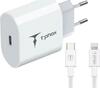 Telefoni laadija T-Phox iSpeed 1x USB-C 3A USB-C - Lightning White