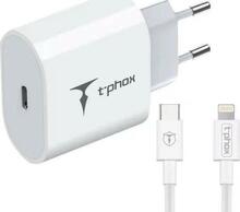 Telefoni laadija T-Phox iSpeed 1x USB-C 3A USB-C - Lightning White