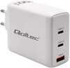 Seinalaadija Qoltec 100W GaN, 2xUSB-C PD, 1xUSB QC 3.0, valge