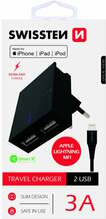 Laadija Swissten, 2x USB-A, 3 A, 120 cm
