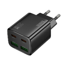 Laadija Hoco N55, 2x USB-C + 2x USB-A, QC3.0 PD 3A, 20W, must