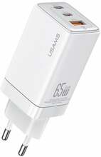 Seinalaadija Usams CC180, 65W, 2xUSB-C + 1xUSB, valge