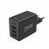 Seinalaadija Hama 35W PD/QC, 1x USB-C, 3x USB-A, must