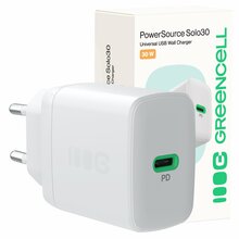 Seinalaadija Green Cell PowerSource Solo30, 30 W, USB-C, valge
