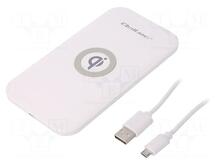 Induktsiooniga juhtmevaba laadija Qoltec 51842, Qualcomm QuickCharge 3.0, 10W, valge