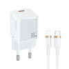 Võrgulaadija Usams UXTZH02, 1xUSB-C, 30W, USB-C/Lightning kaabel, valge