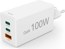 Seinalaadija Hama 00201997 mini 100W GaN, 2x USB-C, 1x USB-A, valge
