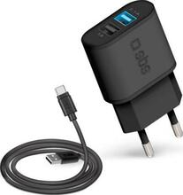 Seinalaadija SBS TEKITTRC2U2AFASTK, 2x USB-A, 3.1 A, must