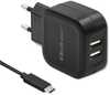 Laadija Qoltec 50188, 17W, 2xUSB, USB-C, must