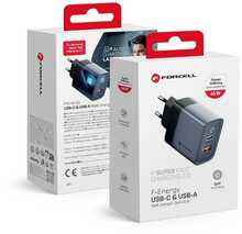 Seinalaadija Forcell F-Energy VT-39, 45 W, 1xUSB-C, 1xUSB, must
