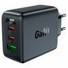 Seinalaadija Acefast A41, 2xUSB-C + USB, GaN 65W, must