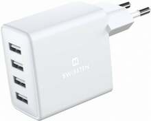 Reisilaadija Swissten Smart IC Premium 22053100, 4 x USB, 20W, valge