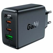 Seinalaadija Acefast A41, 2xUSB-C + USB, GaN 65W, must
