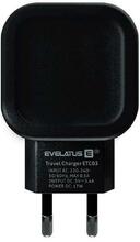 Laadija Evelatus ETC03, 2xUSB, 3.4A, must