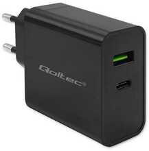 Laadija Qoltec 52378 Super Quick PD, 1xUSB-C, 1xUSB, 45W, must