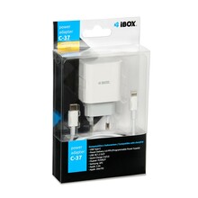 Seinalaadija Ibox C-37, PD20W, USB-C – Lightning kaabel, valge