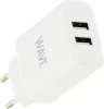 Laadija Wave AC adapter 2xUSB, 3,1 A, valge