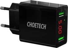 Laadija Choetech C0028, 2xUSB-A, 11W, must