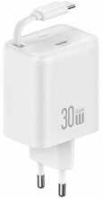 Laadija juhtmega Usams CC241, 1xUSB-C, 30W, valge