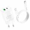 Laadija Borofone BN7, 20W, USB-C/USB-A, koos Lightning kaabliga, valge