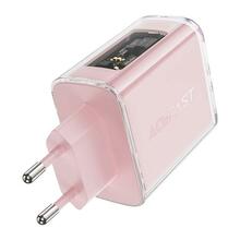 Seinalaadija Acefast A45, 2x USB-C, 1x USB-A, 65W, roosa